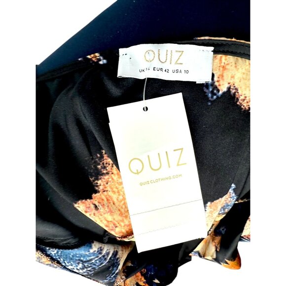 Quiz Women Floral Maxi Slip Dress With Cowl Neck Navy/Beige Size 10 NWT - Picture 5 of 8